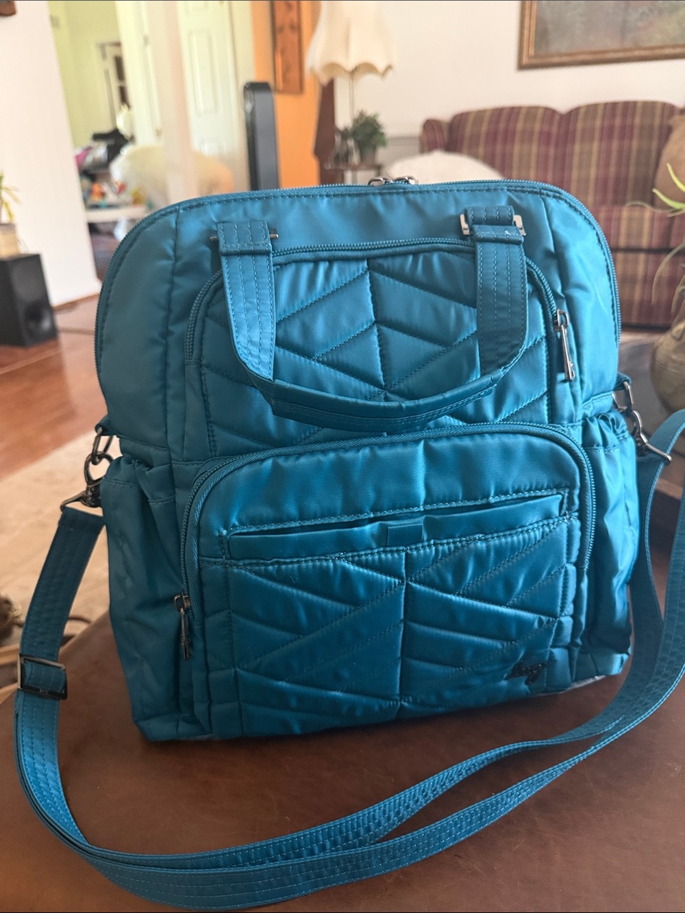 lug Teal Quilted Backpack Crossbody Bag
